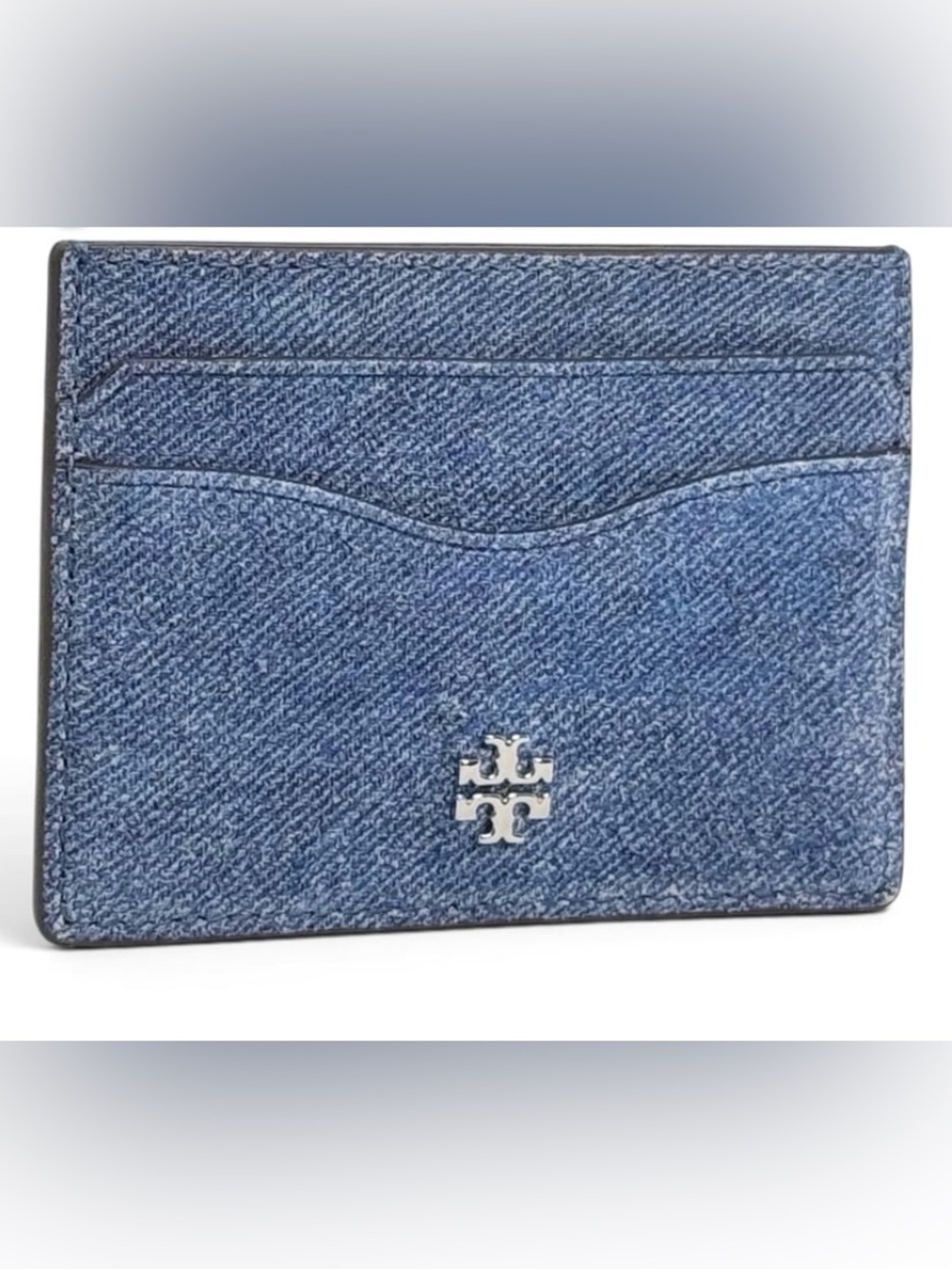 Tory Burch Denim Blue Logo Card Holder